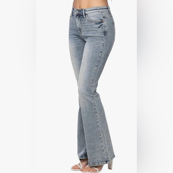 Judy Blue Women's Light Blue Flare Jeans - Picture 2 of 5